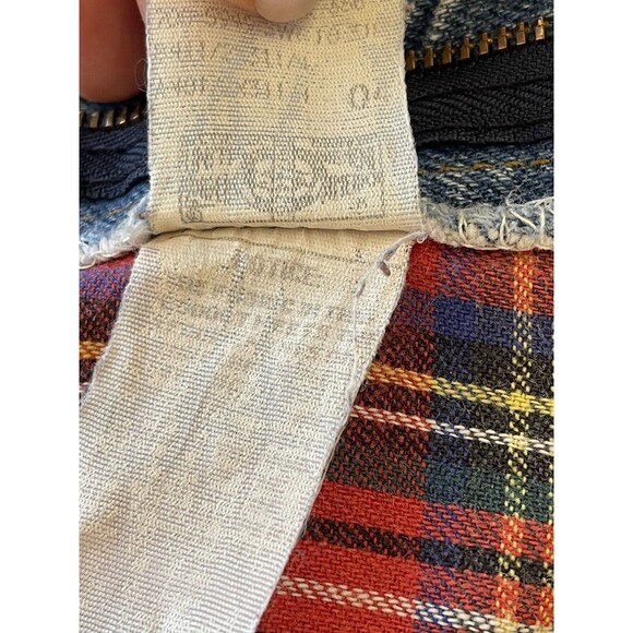 Vintage LL Bean 40x30 Flannel Lined Jeans Blue Denim USA Worn Red Plaid Winter - Picture 12 of 14